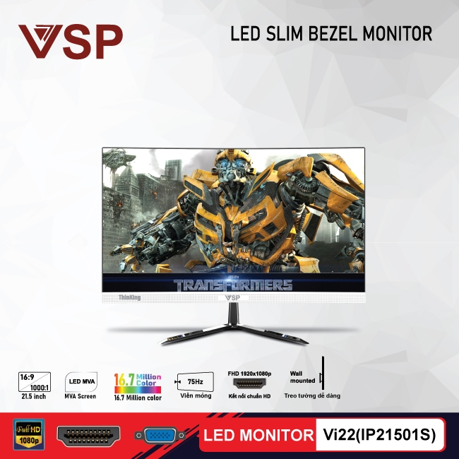 Màn Hình Máy Tính VSP ThinKing 22inch tràn viền Slim Bezel Vi22(IP21501S)