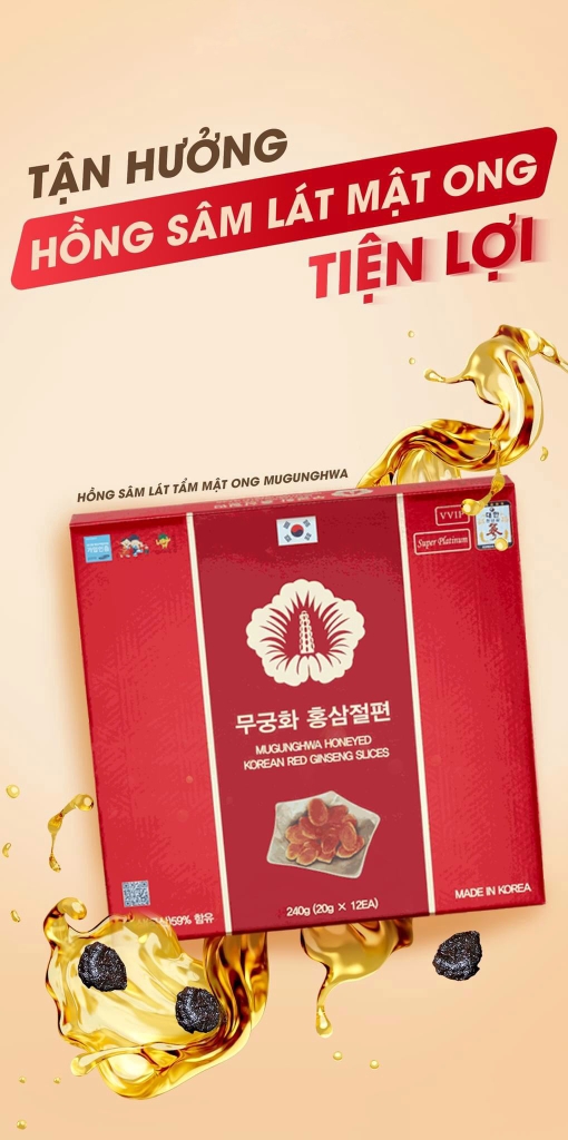 Hồng Thái Lát Tẩm Mật Ong Mugunghwa - 12 Gói x 20g