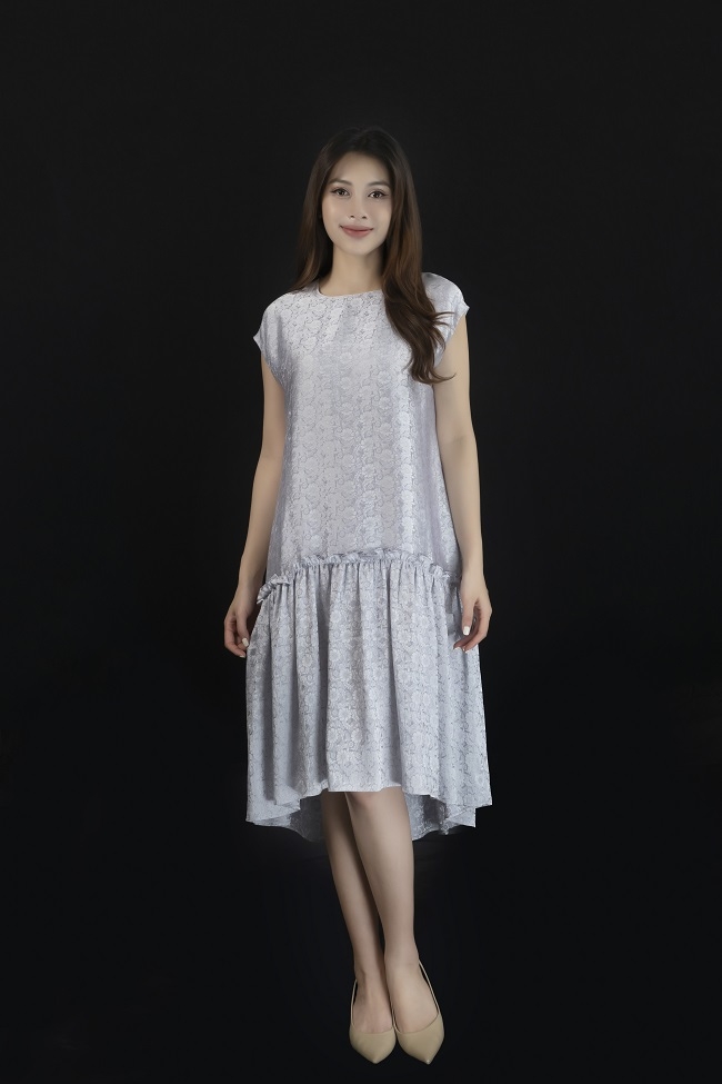 Váy bo tay đuôi tôm nhún bèo nhẹ