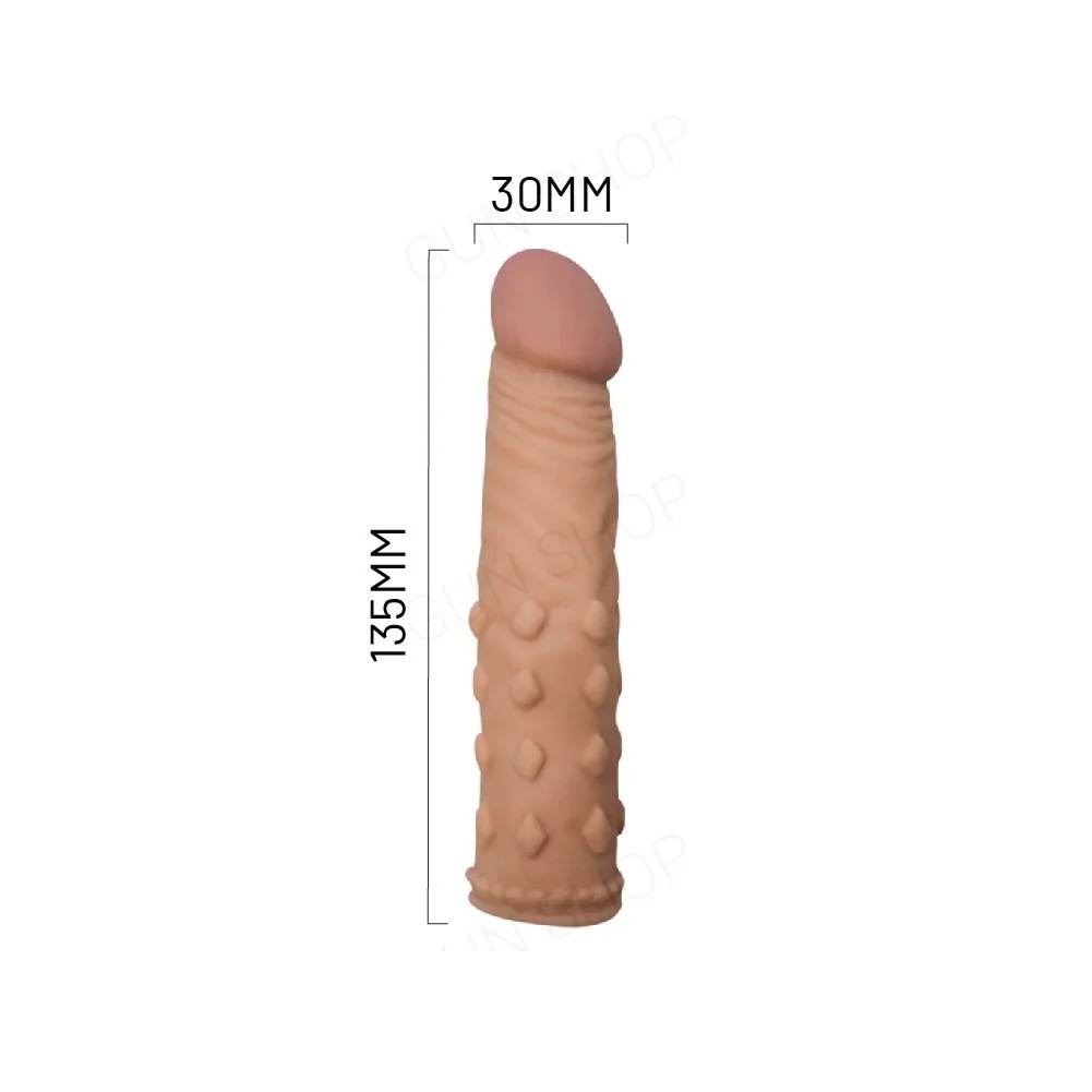 Bao cao su đôn dên tăng kích thước Huan Ai - Gai nổi, 1 inch