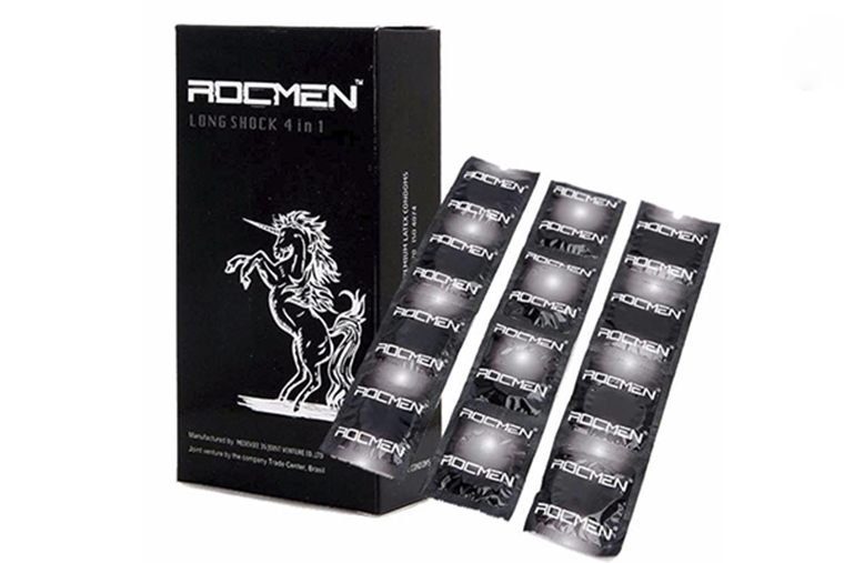 Bao cao su Rocmen Long Shock Đen 4in1