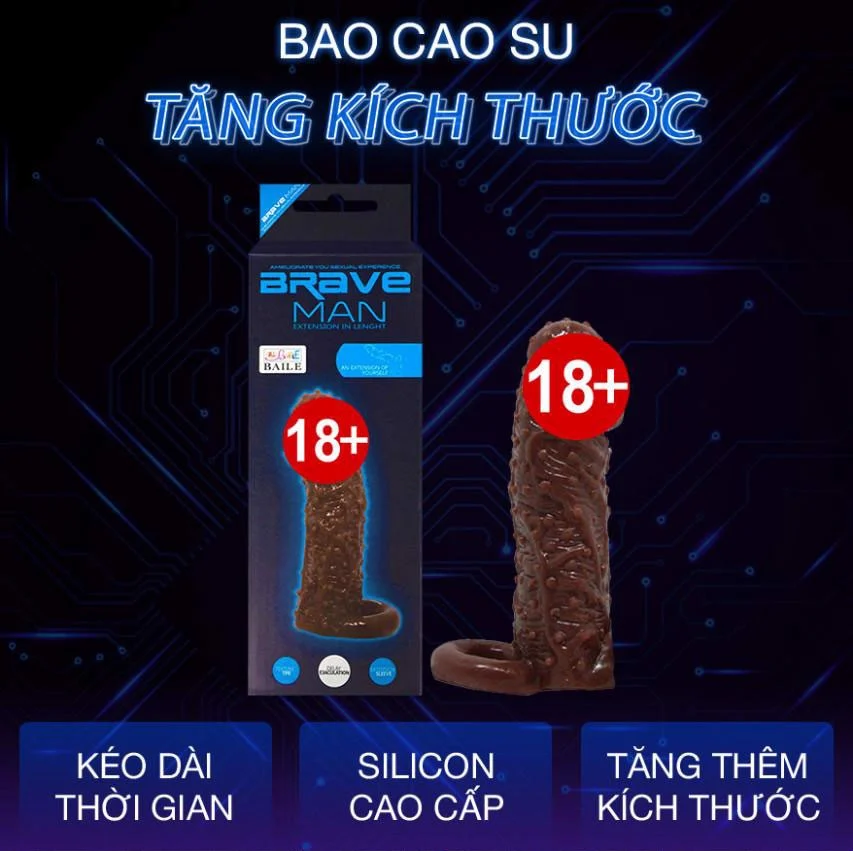 Bao cao su đôn dên có dây đeo Baile Braveman 14 x 4cm
