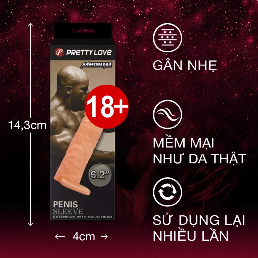 Bao cao su đôn dên tăng kích thước Pretty Love Medium 6.2