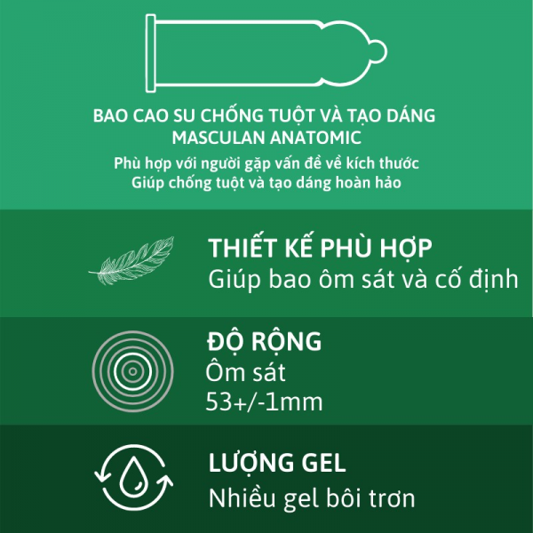 Bao cao su Masculan – Tạo dáng hoàn hảo – Anatomic