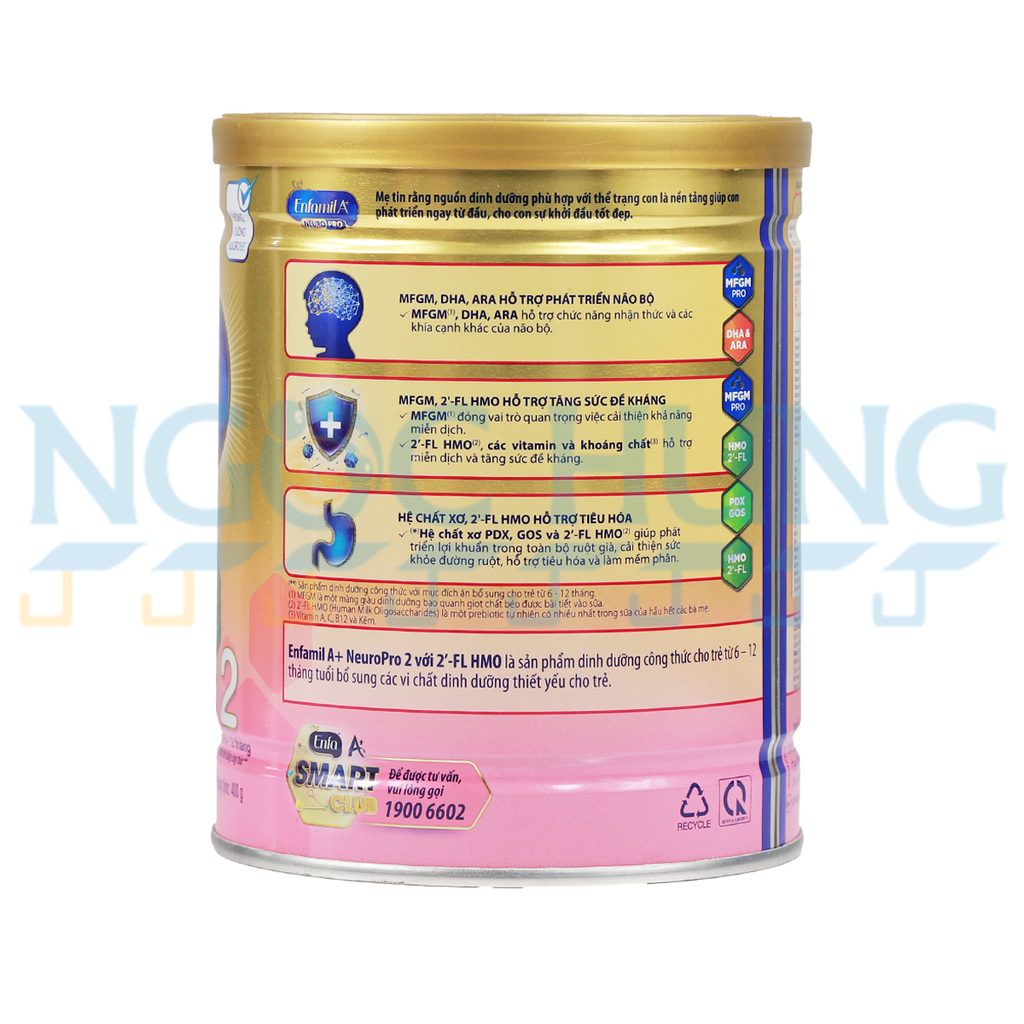 Sữa bột Enfamil A+ Neuropro 2 (vị nhạt dễ uống) 400g (6-12 tháng)