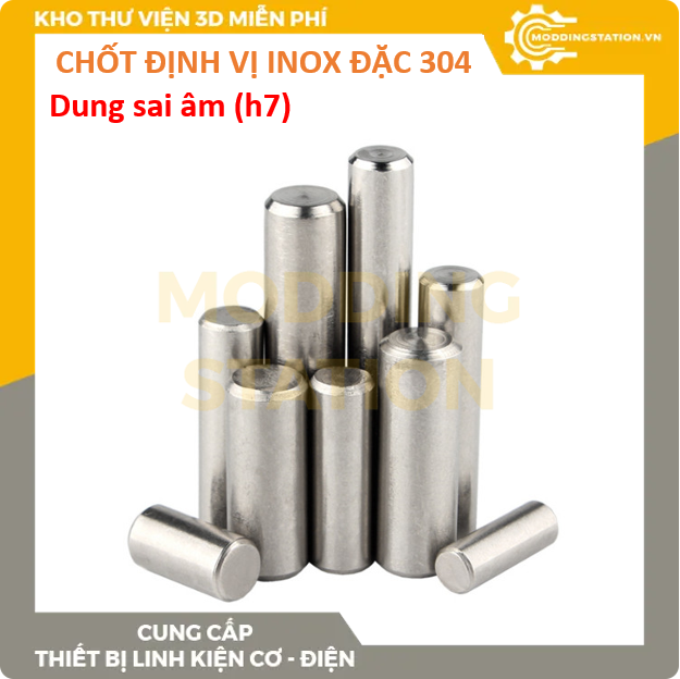 Chốt định vị đặc inox 304 size D8x60 dung sai âm (h7)