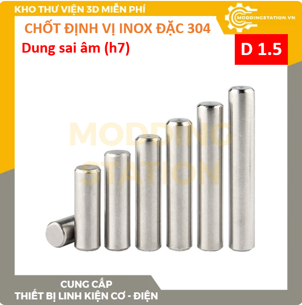 Chốt định vị đặc inox 304 size D1.5x8 dung sai âm (h7)
