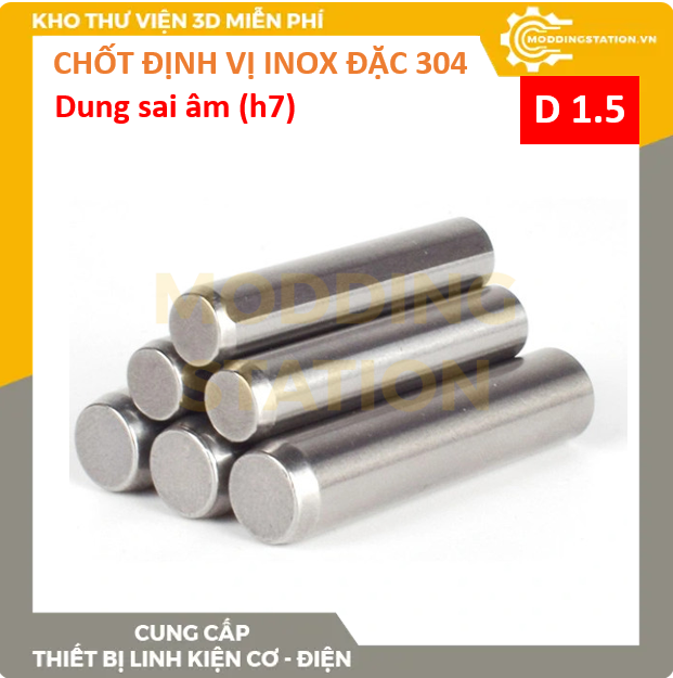 Chốt định vị đặc inox 304 size D1.5x12 dung sai âm (h7)