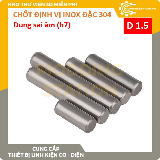 Chốt định vị đặc inox 304 size D1.5x14 dung sai âm (h7)