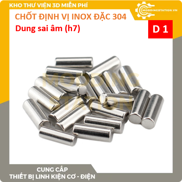 Chốt định vị đặc inox 304 size D1x18 dung sai âm (h7)