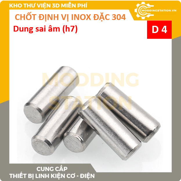 Chốt định vị đặc inox 304 size D4x35 dung sai âm (h7)