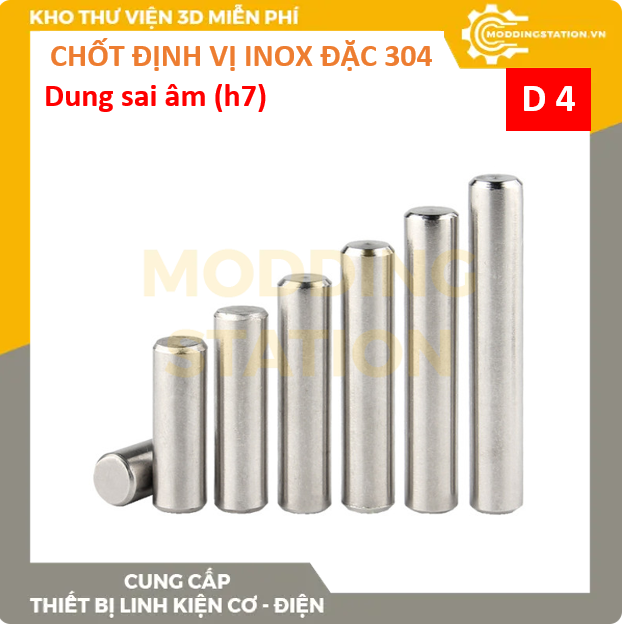 Chốt định vị đặc inox 304 size D4x30 dung sai âm (h7)
