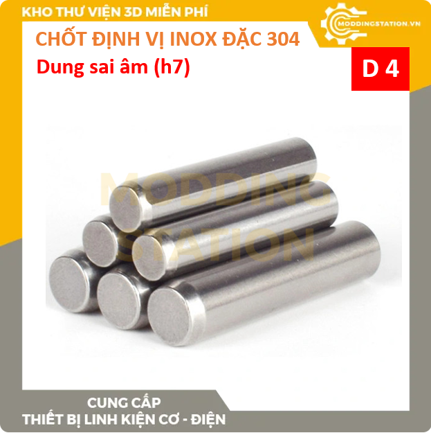 Chốt định vị đặc inox 304 size D4x45 dung sai âm (h7)