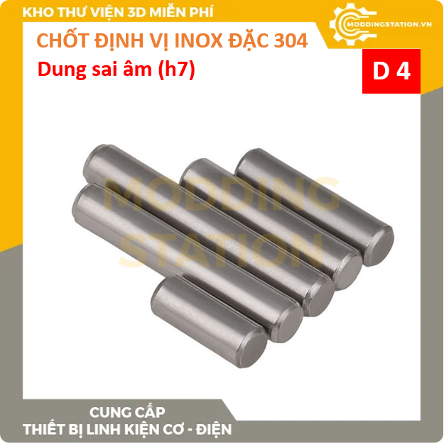 Chốt định vị đặc inox 304 size D4x16 dung sai âm (h7)