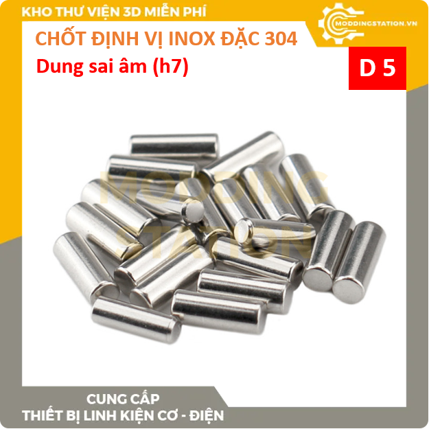 Chốt định vị đặc inox 304 size D5x55 dung sai âm (h7)