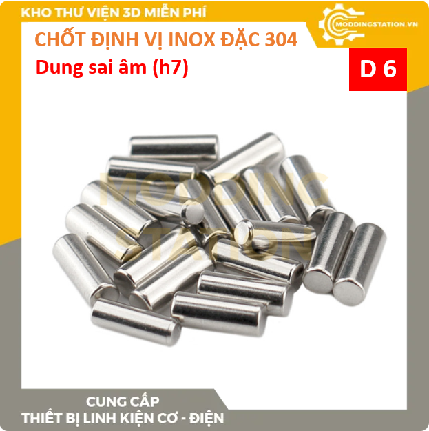 Chốt định vị đặc inox 304 size D6x55 dung sai âm (h7)