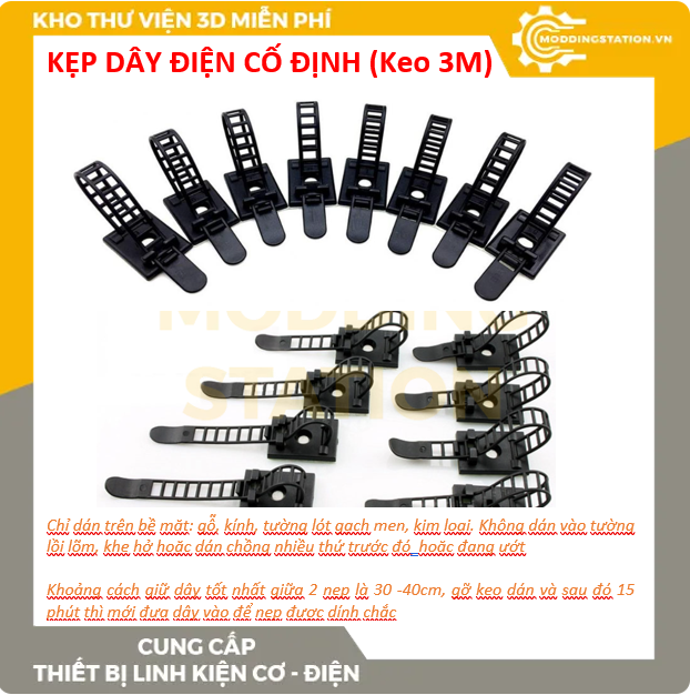 Set 10 nẹp rút dây điện cố định đa năng (keo 3M siêu bền)