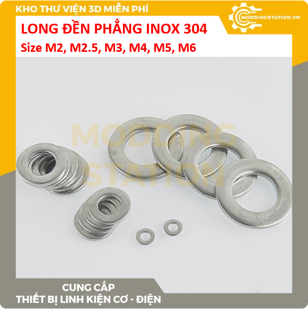Long đền phẳng inox 304 size M4*8*0.5