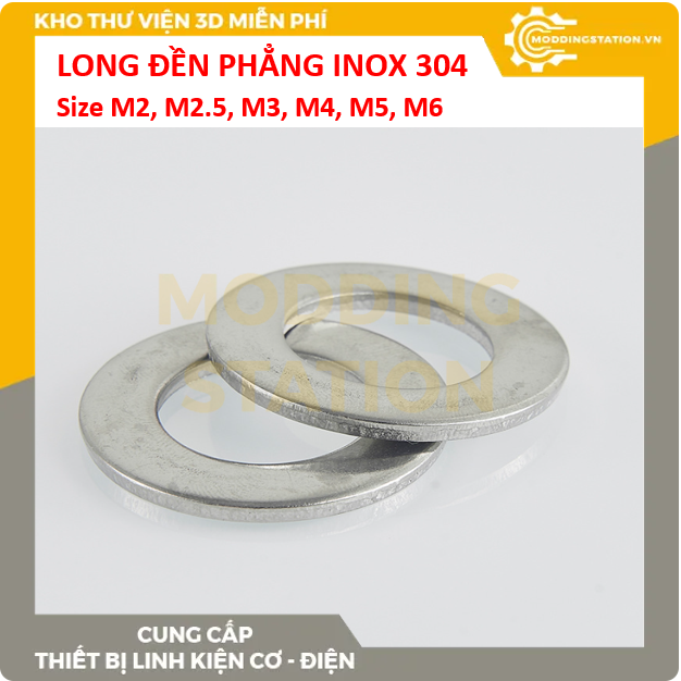 Long đền phẳng inox 304 size M2.5*5*0.5