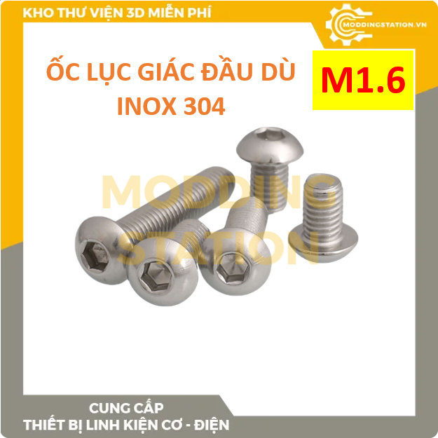 Ốc Lục giác đầu dù inox 304 size M1.6x10