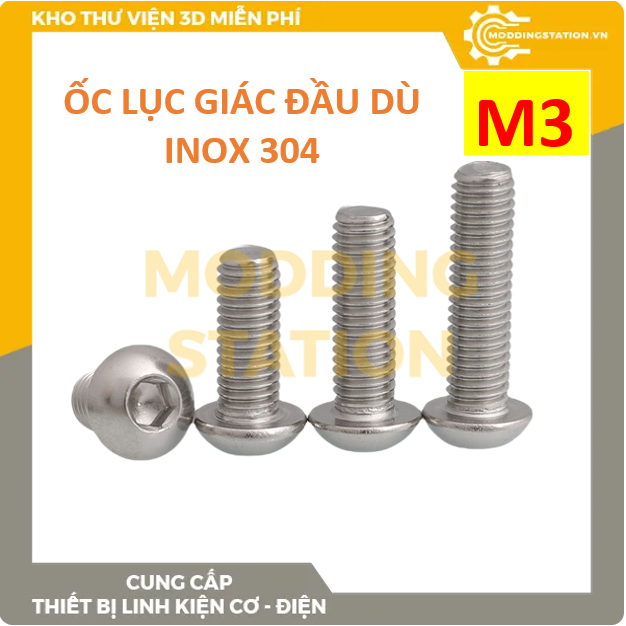 Ốc Lục giác đầu dù inox 304 size M3x45