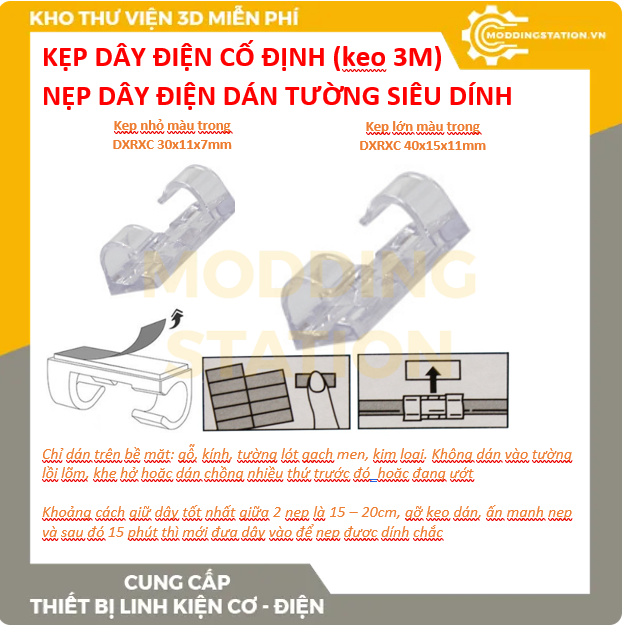 Combo 16 kẹp dây điện cố định màu trong (size lớn)