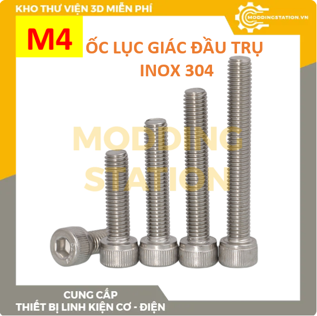 Ốc Lục giác đầu côn inox 304 size M4x60