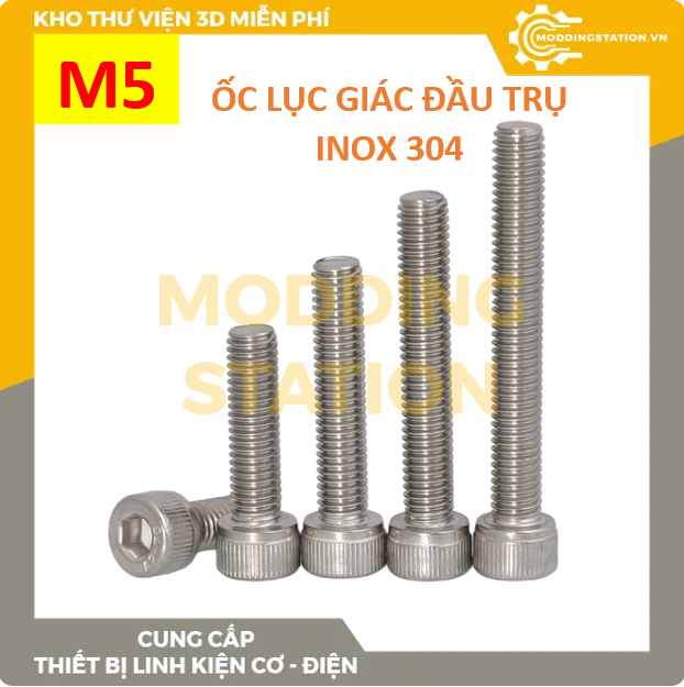 Ốc Lục giác đầu côn inox 304 size M5x18