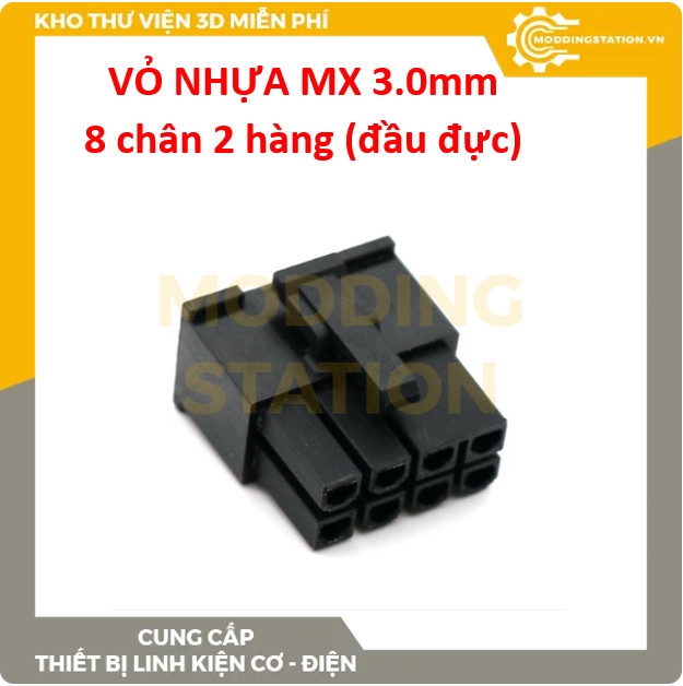 Vỏ nhựa MX 3.0mm 8 chân 2 hàng (đầu đực)