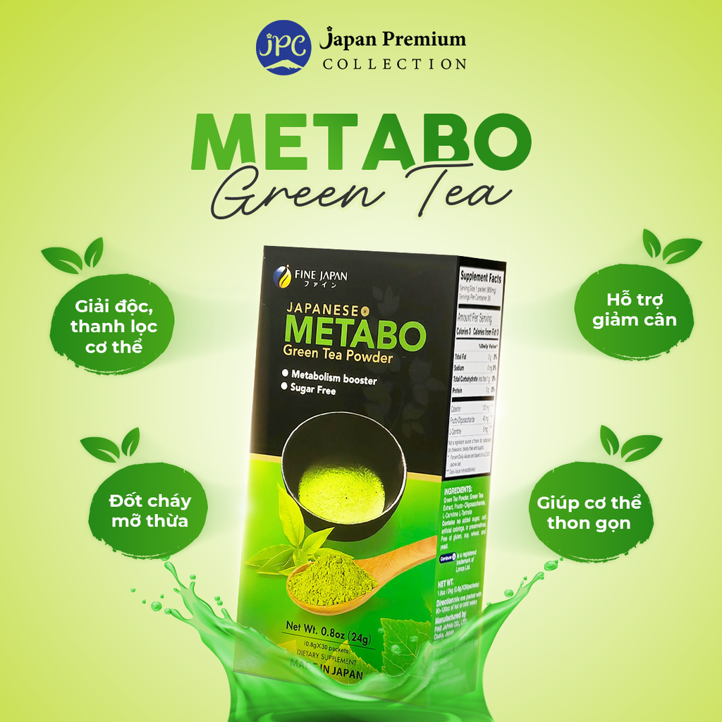 Trà hỗ trợ giảm cân Fine Japan Metabo Green Tea (Hộp 30 gói)