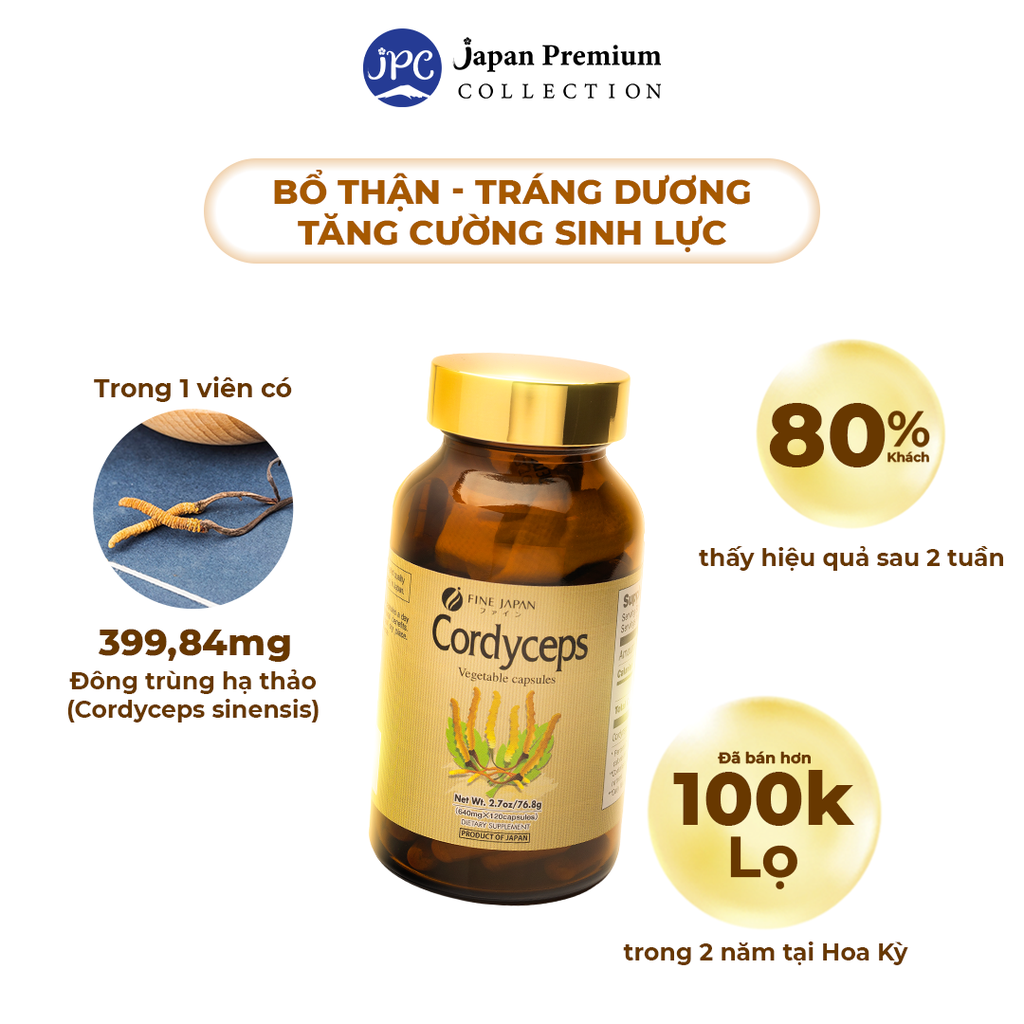 Fine Japan Cordyceps – Đông trùng hạ thảo (640mg x 120 viên)