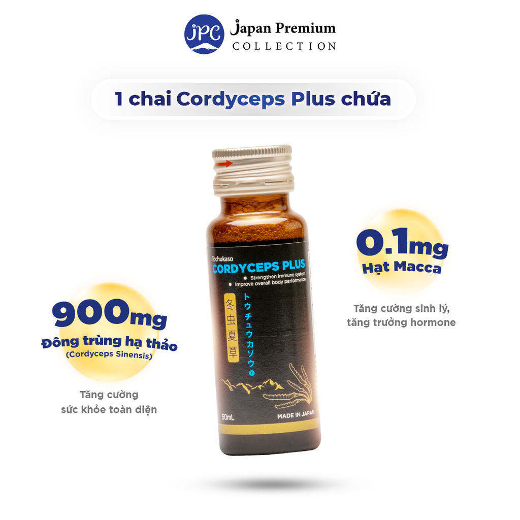 Nước Uống Đông Trùng Hạ Thảo Nhật Bản - Fine Japan Cordyceps Plus Hộp 10 Chai x 50ml