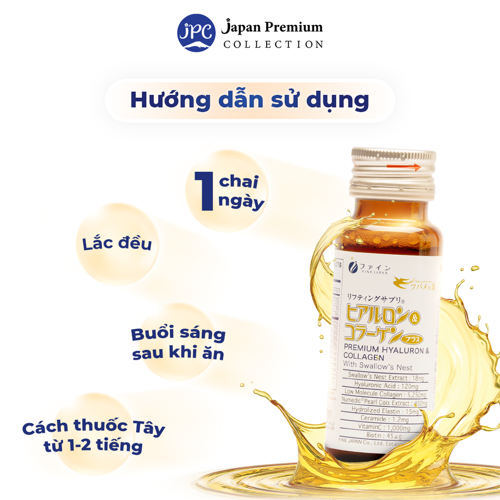 Nước uống Collagen Yến Fine Japan Premium with Swallow's Nest (Hộp 10 chai x 50ml)