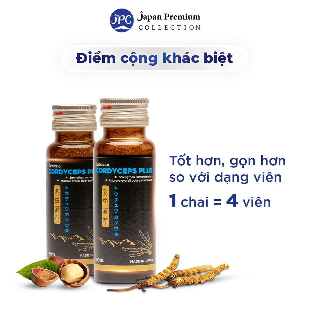 Nước Uống Đông Trùng Hạ Thảo Nhật Bản - Fine Japan Cordyceps Plus Hộp 10 Chai x 50ml