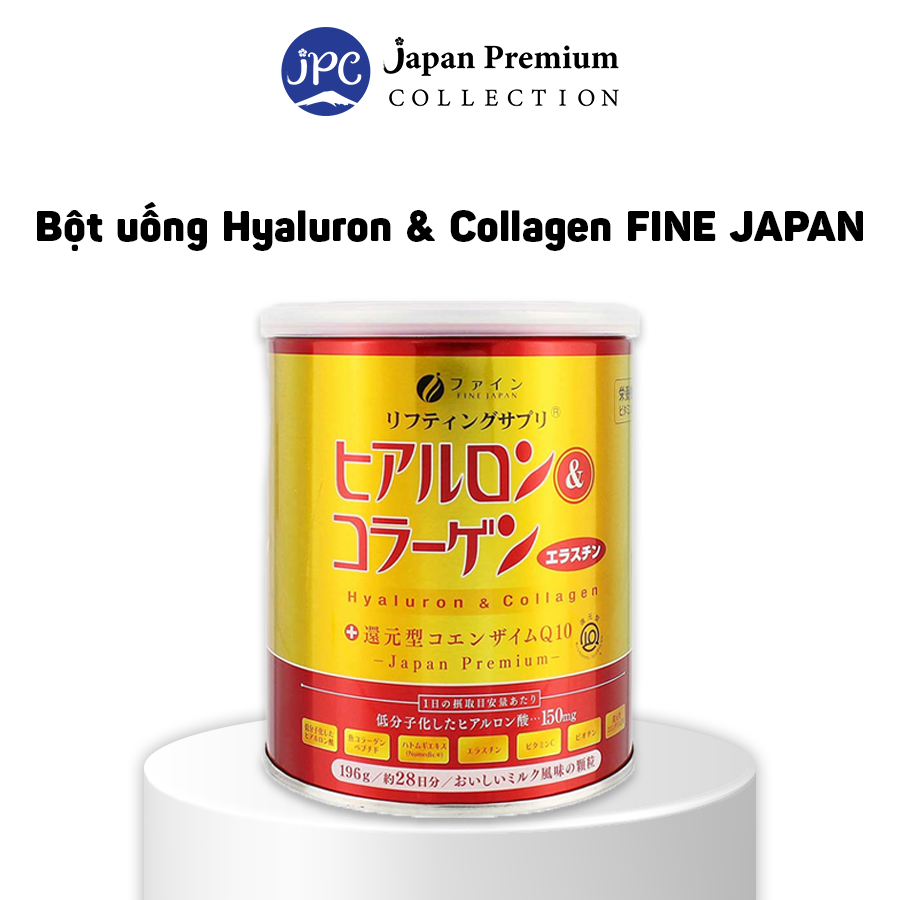 Bột uống Hyaluron & Collagen FINE JAPAN hạn chế lão hóa da, giúp mịn và hỗ trợ trắng da 196g