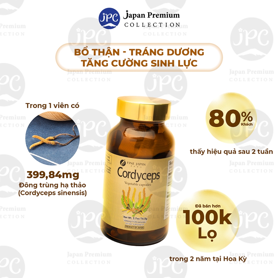 Combo 2 Đông Trùng Hạ Thảo Nhật Bản, Bổ Phổi, Tăng Cường Sức Khỏe - Fine Japan Cordyceps 120 Viên
