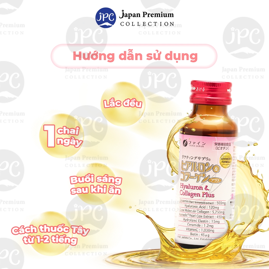 Combo 3 Nước uống Collagen & Hyaluron Fine Japan Plus 5.250mg (Hộp 10 chai x 50ml)
