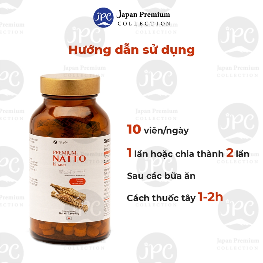 Combo 3 Natto Hỗ Trợ Giảm Cholesterol, Giảm Huyết Khối - Fine Japan Natto Kinase 2000FU 300 Viên