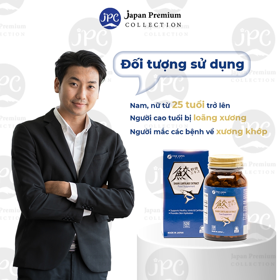 Combo 3 Hộp Sụn Vi Cá Mập Hỗ Trợ Tăng Cường Sức Khỏe khớp Và Sụn Fine Japan Shark Cartilage 520 Viên