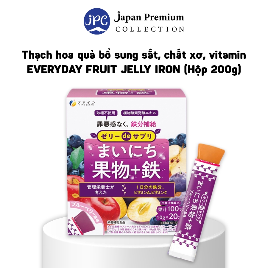 Thạch hoa quả bổ sung sắt, chất xơ, vitamin EVERYDAY FRUIT JELLY & IRON - Fine Japan (200g)