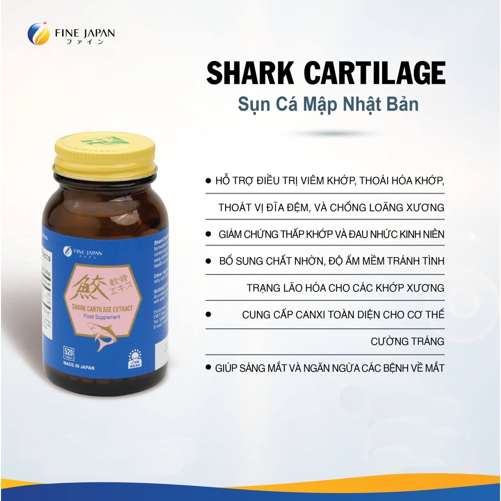 Viên uống bổ xương khớp Fine Japan Shark Cartilage 520 viên