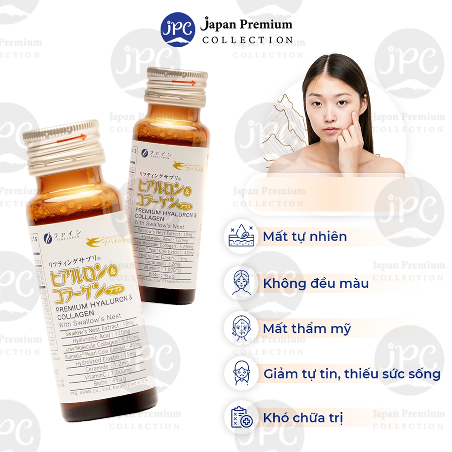 Combo 2 Nước uống Collagen Yến Fine Japan H&C Premium with Swallow's Nest (Hộp 10 chai x 50ml)