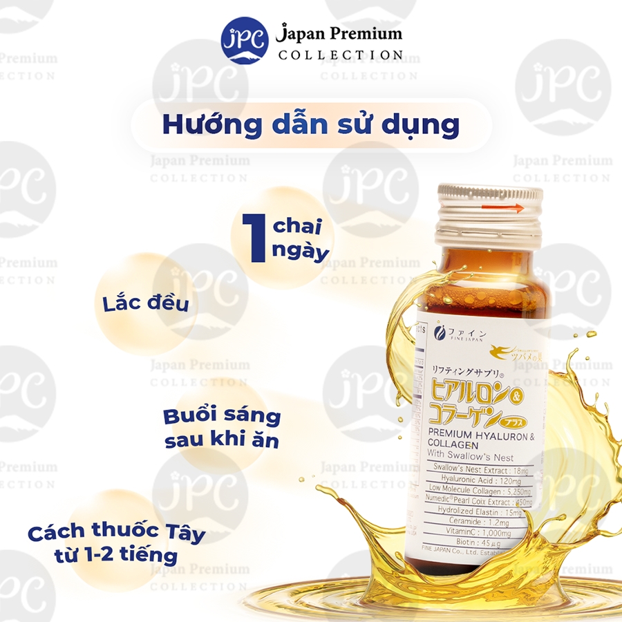Combo 2 Nước uống Collagen Yến Fine Japan H&C Premium with Swallow's Nest (Hộp 10 chai x 50ml)