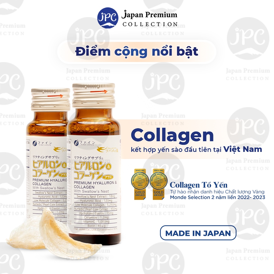 Combo 2 Nước uống Collagen Yến Fine Japan H&C Premium with Swallow's Nest (Hộp 10 chai x 50ml)