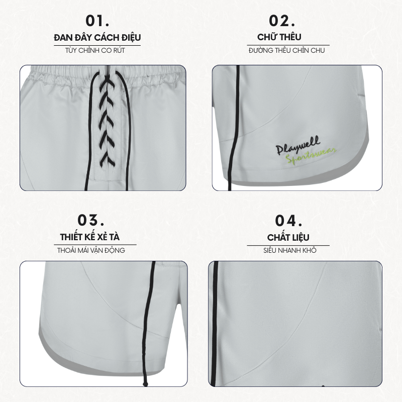 Quần short Nam Thể thao Playwell | Shoelace Tie Shorts PW8244