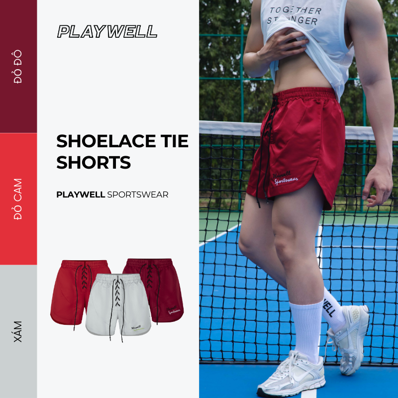 Quần short Nam Thể thao Playwell | Shoelace Tie Shorts PW8244