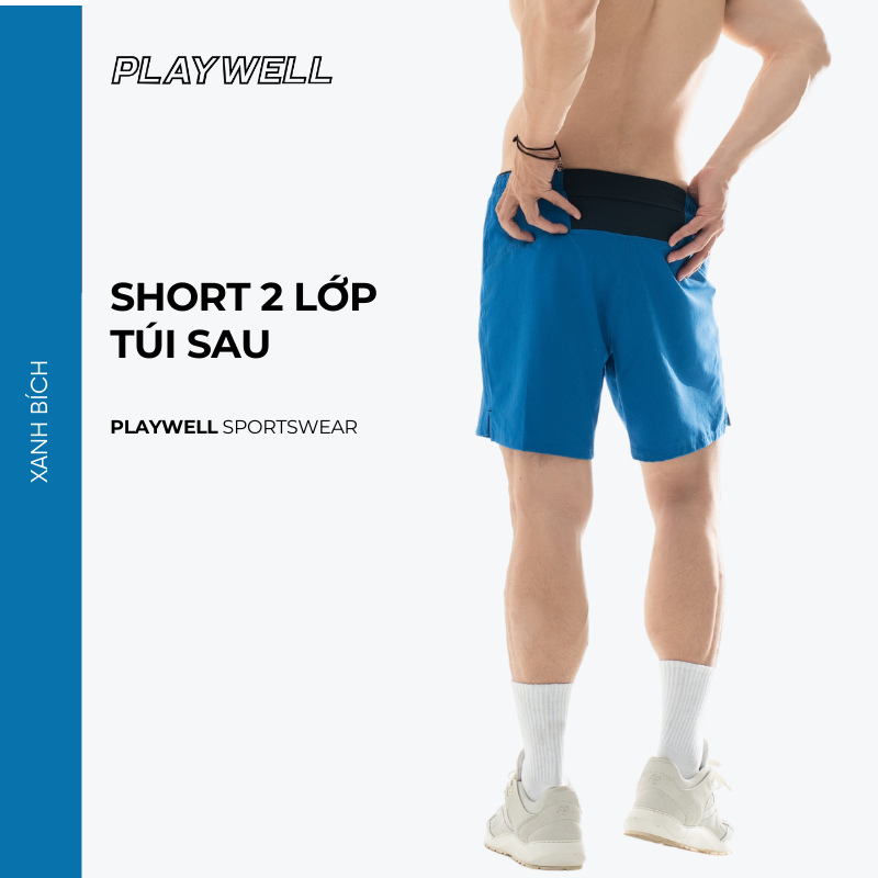 Quần Short Thể Thao Nam Playwell Premium Boxer - Túi Sau 10231
