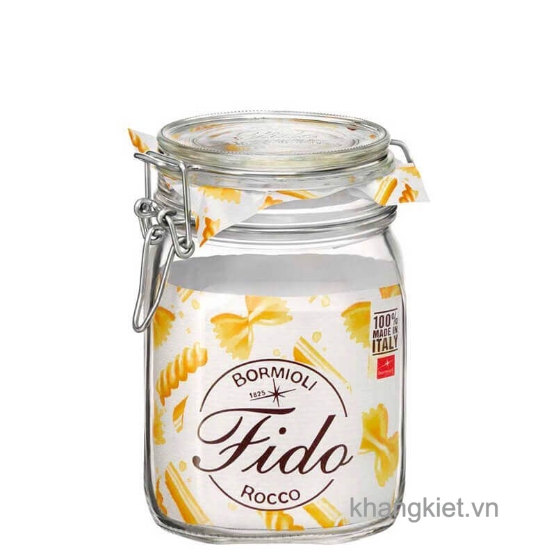 Hũ thủy tinh nắp cài kín hơi Fido 1L – Bormioli Rocco (Made in Italy)