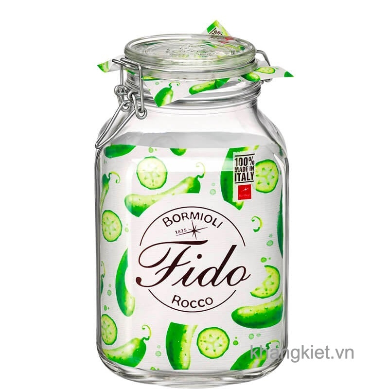 Hũ thủy tinh nắp cài kín hơi Fido 3L – Bormioli Rocco (Made in Italy)