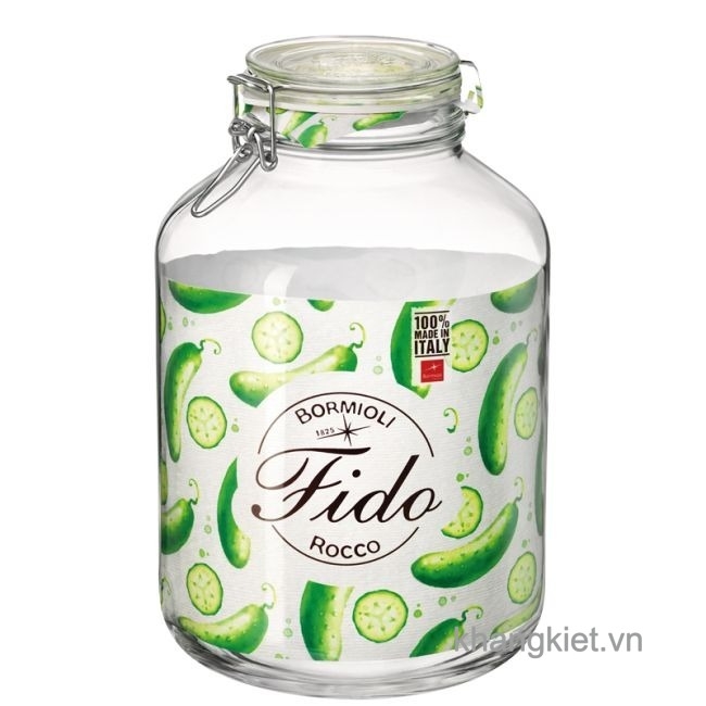 Hũ thủy tinh nắp cài kín hơi Fido 5L – Bormioli Rocco (Made in Italy)